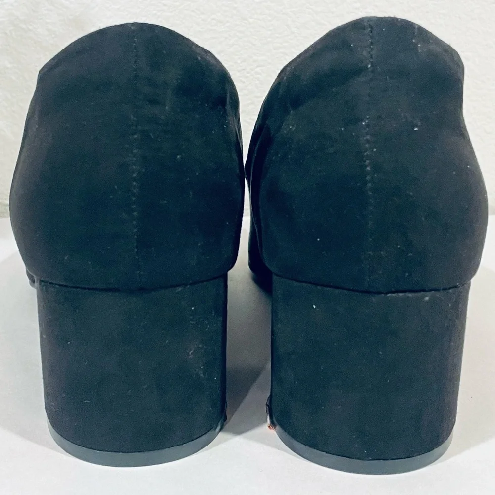 Lane Bryant Dream Cloud Black Faux Suede Pointy-Toe Block-Heel Shoes | 9W | NWT